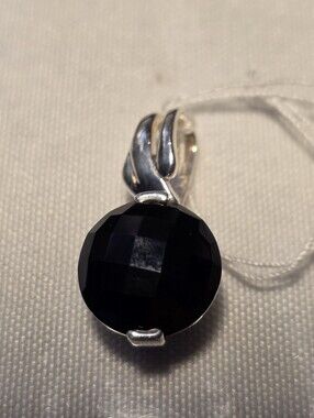 Sterling Silver Black Onyx Faceted Gem Pendant